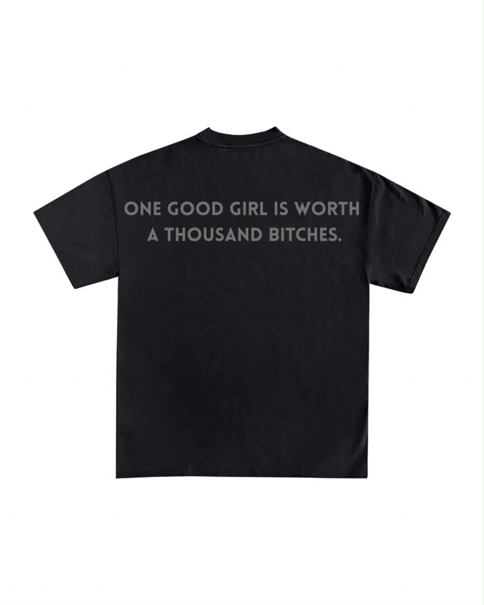 Black T-shirt sample with statement print